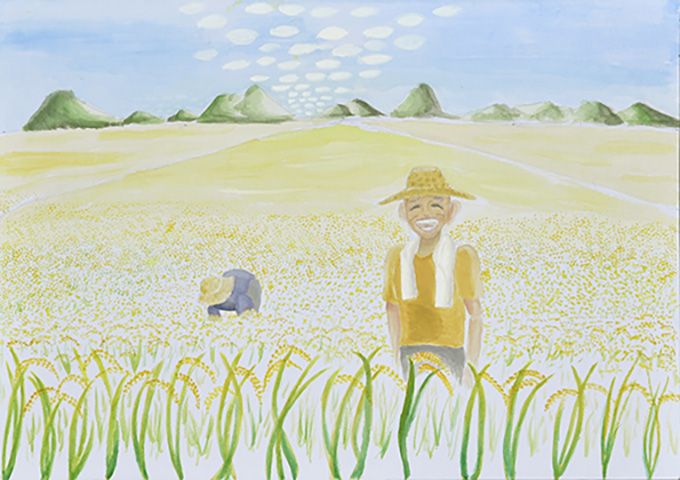 「ごはんお米とわたしの図画」　壬生町立南犬飼中学校3年　田島　里紗さん
